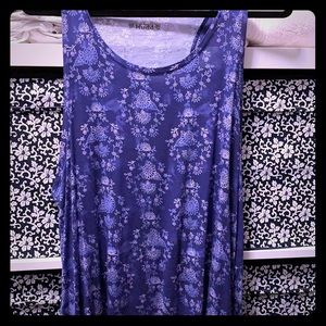 Mudd Blue Scoop Neck Tank w/ Floral Design
